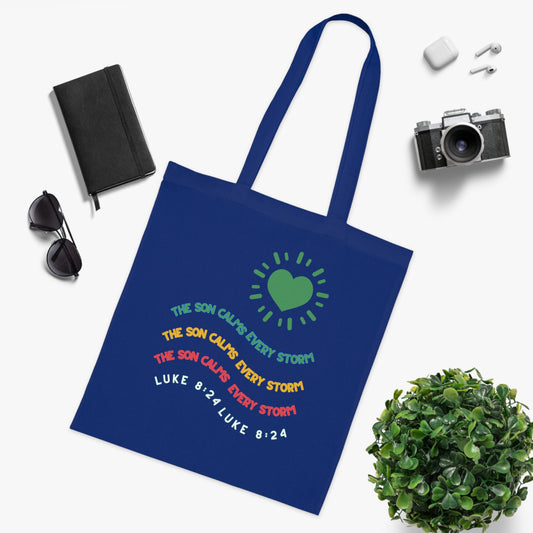 Christian Tote Bag with The Son Calms Every Storm Design