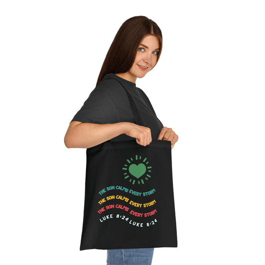 Christian Tote Bag with The Son Calms Every Storm Design